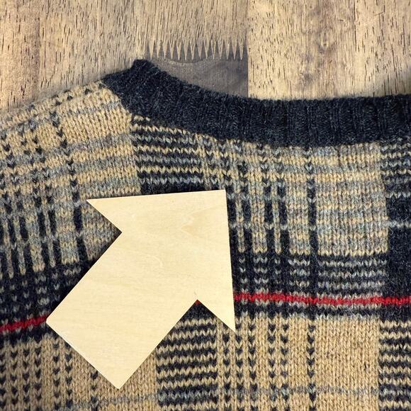 Lands’ End VTG Sweater 100% Shetland Wool Made In Scotland Plaid Check Mens’s XL - Picture 6 of 8